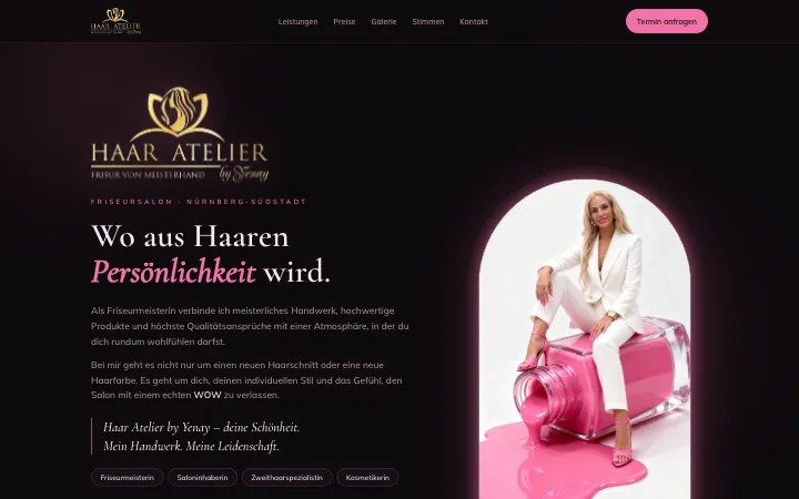 Bildschirmfoto der Website von Haar Atelier