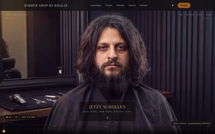 Bildschirmfoto der Website von Barber Shop by Khalaf