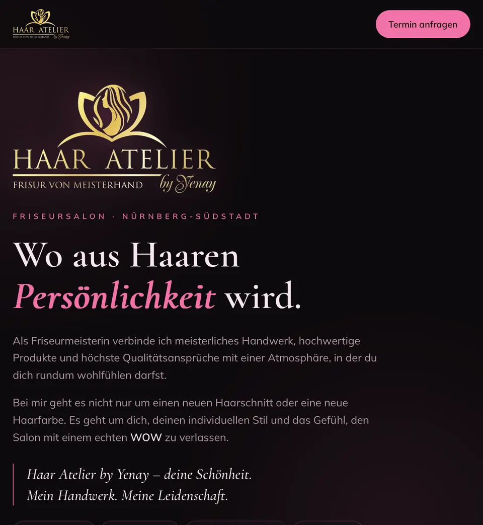 Bildschirmfoto: Haar Atelier by Yenay